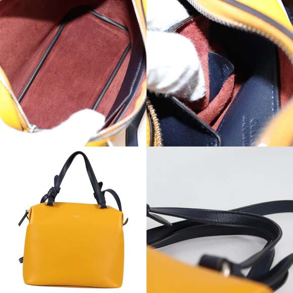 CELINE Soft Cube Shoulder Bag Leather Yellow Silver - Picture 10 of 13